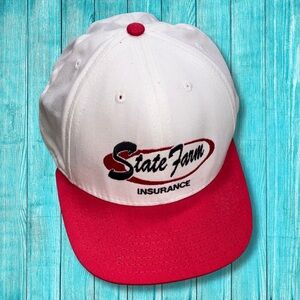 Vintage State Farm Insurance Snapback Hat Cap White Red Made USA NWOT 80s/90s